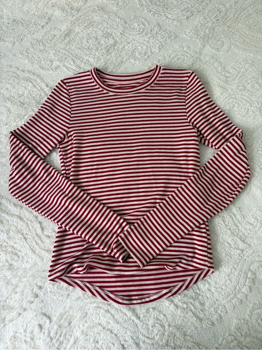 American Eagle Outfitters Red & White Striped Long-Sleeve Tee